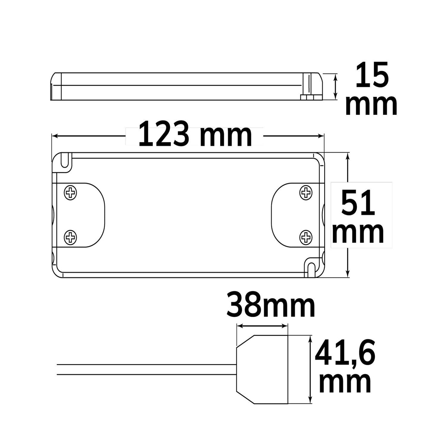 LED Trafo MiniAMP Slim 12V/DC, 0-15W, inkl. Flachstecker und 4fach Mini AMP-Verteiler
