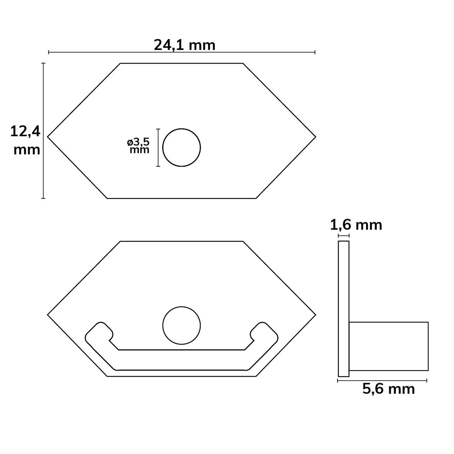 Endkappe E205 für LED Fliesenprofil Ausseneck, mit Kabeldurchführung, 1STK
