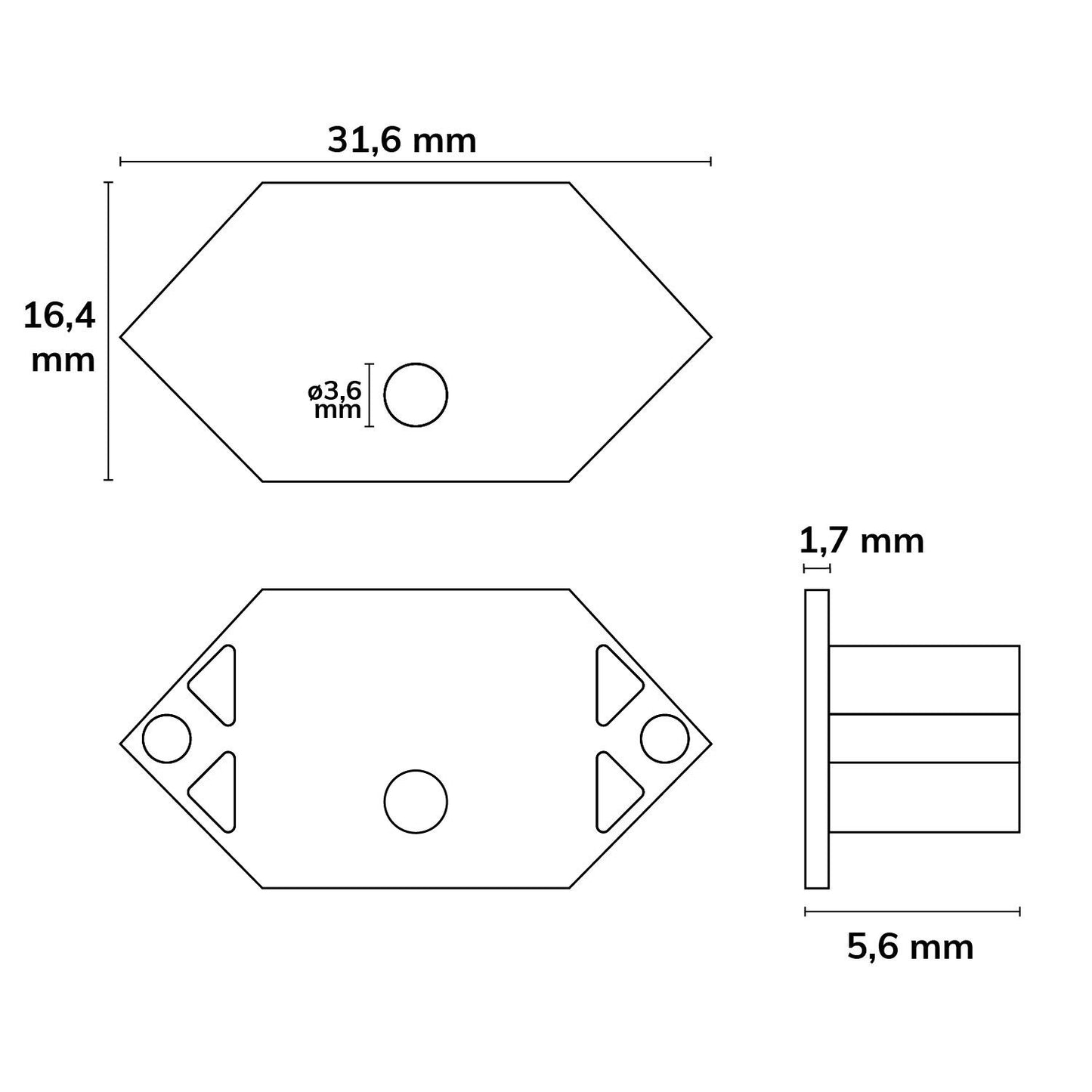 Endkappe E207 für LED Fliesenprofil Inneneck, mit Kabeldurchführung, 1STK