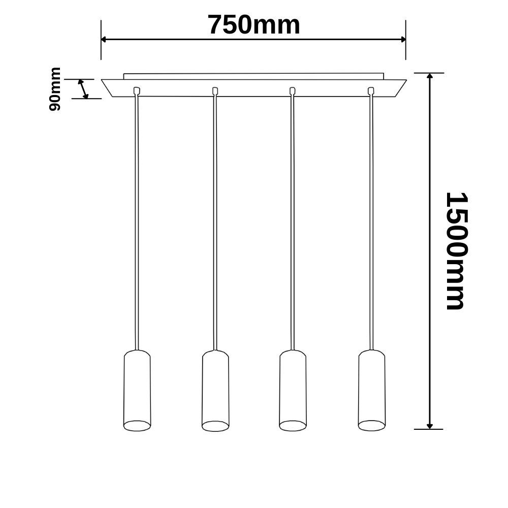 Pendelleuchte Nickel matt | 4-flammig mit GU10-Fassungt