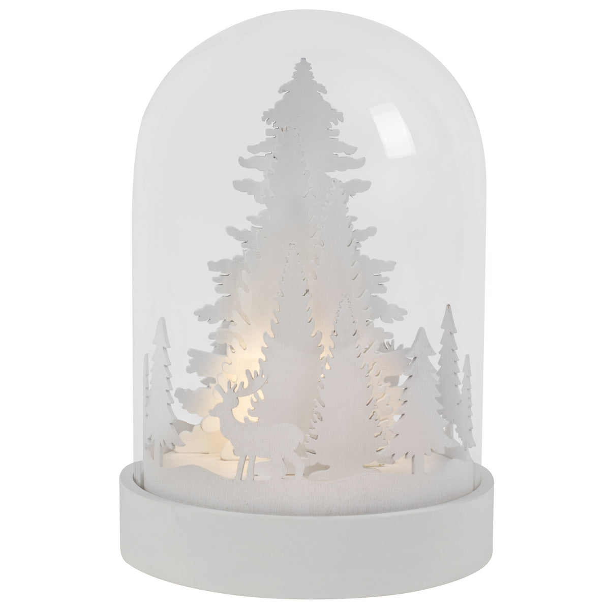 LED-Glocke | KUPOL | Holz weiß & Glas | warmweiße LEDs | H 170 × Ø 120 mm