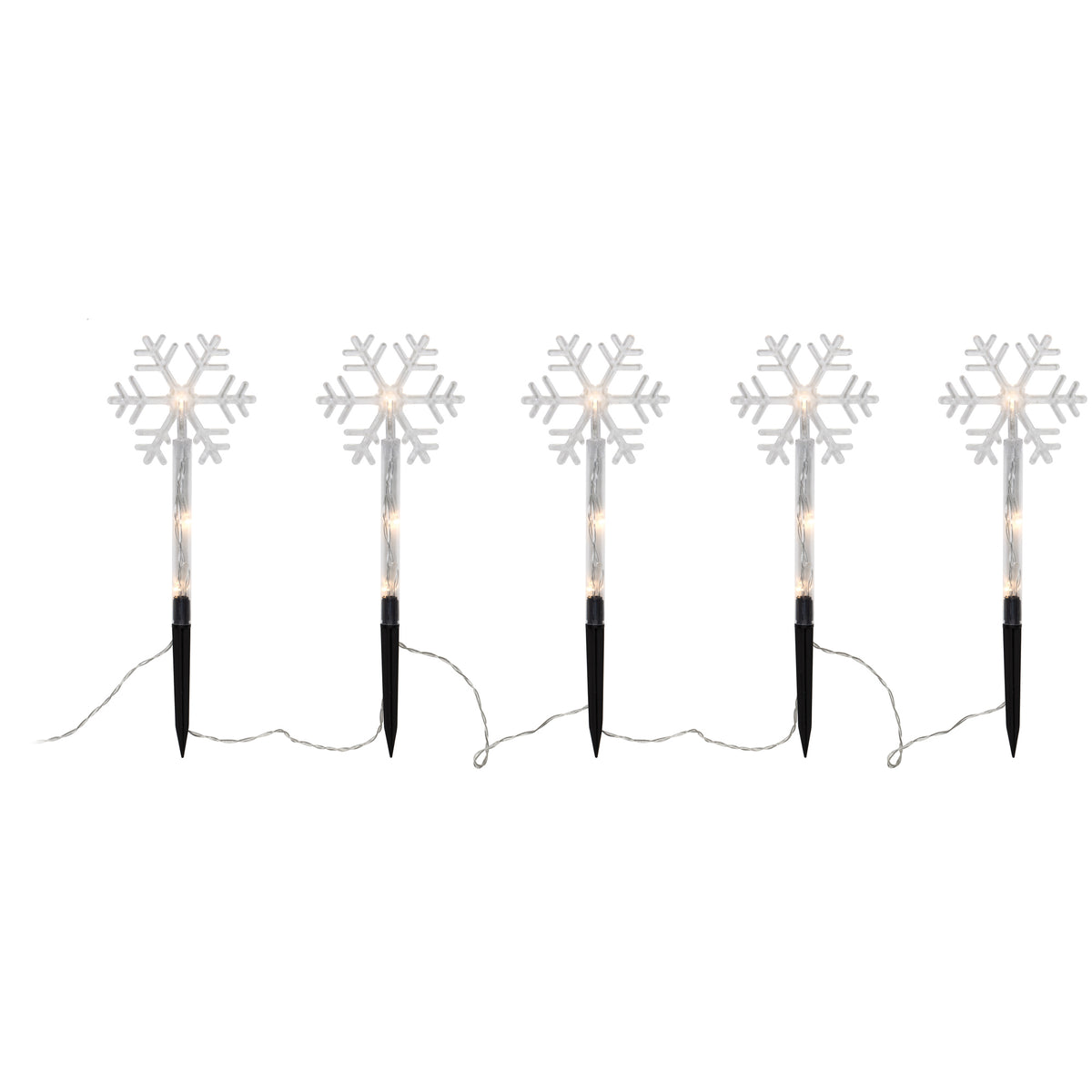LED-Dekostäbe mit Erdspieß | 5er-Set | Sterne oder Schneeflocken