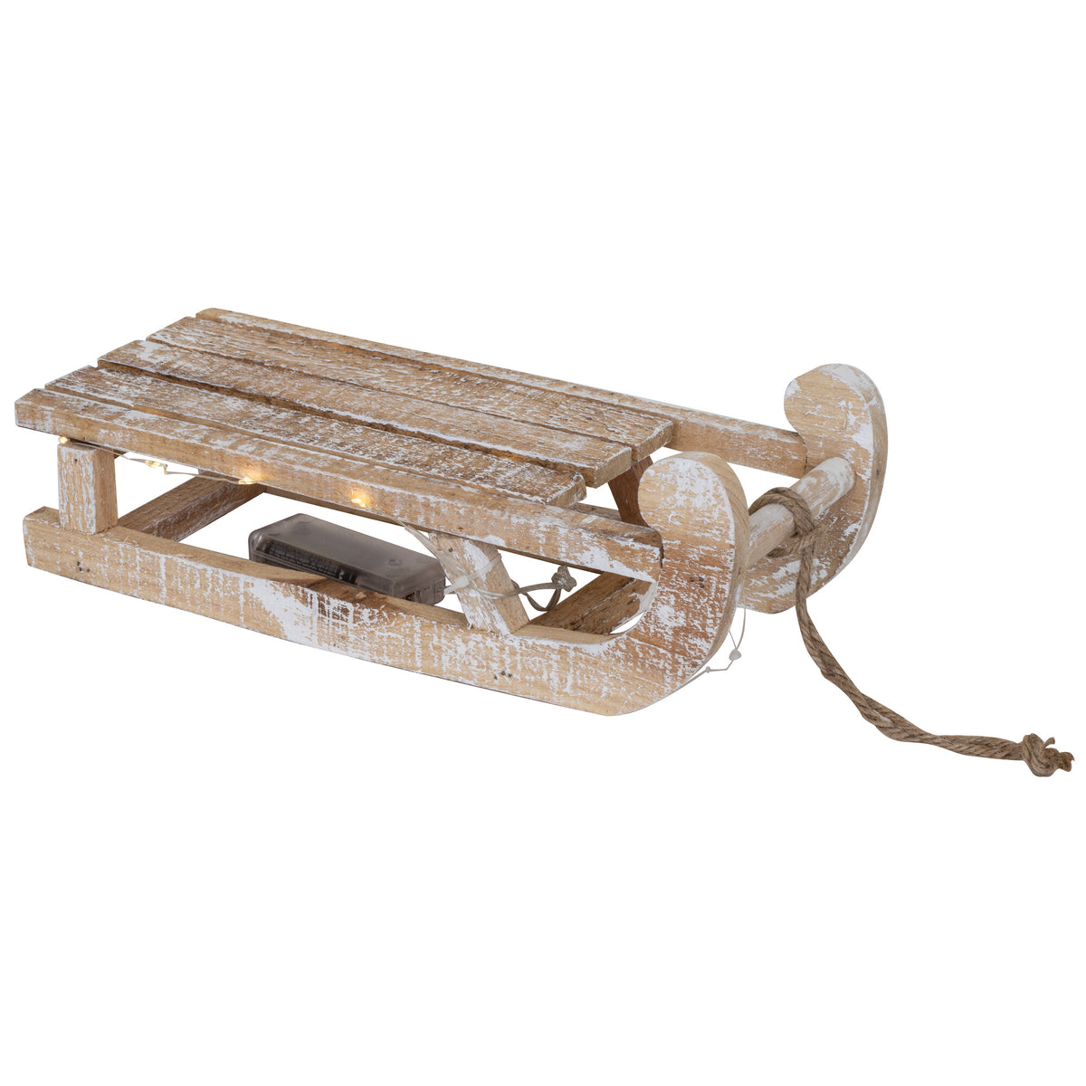 LED-Dekoschlitten | Holz | Minilichterkette | 20 warmweiße LEDs | B 310 × H 110 mm