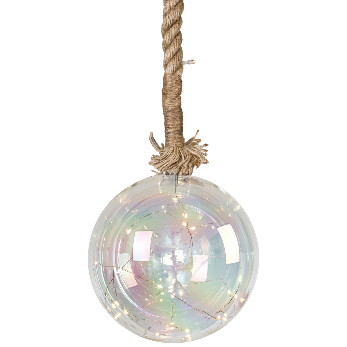 Glass globe | 29 warm white LEDs | with ship's rope