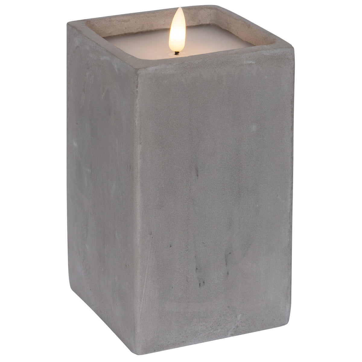 Real wax candle | FLAMME CEM | Concrete base | warm white LED | W 85 mm
