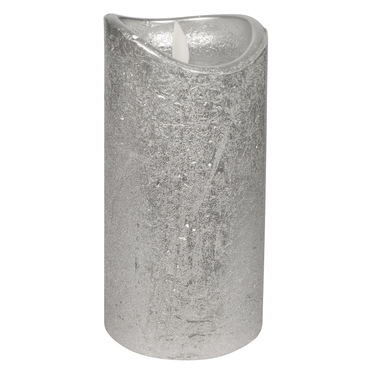 LED-Echtwachs-Stumpenkerze | Silber | Twinkle Flame