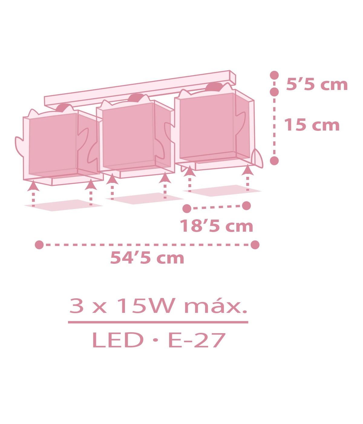 Kinder-Deckenleuchte Little Pink Owl | Kleine Rosa Eule 3-flammig