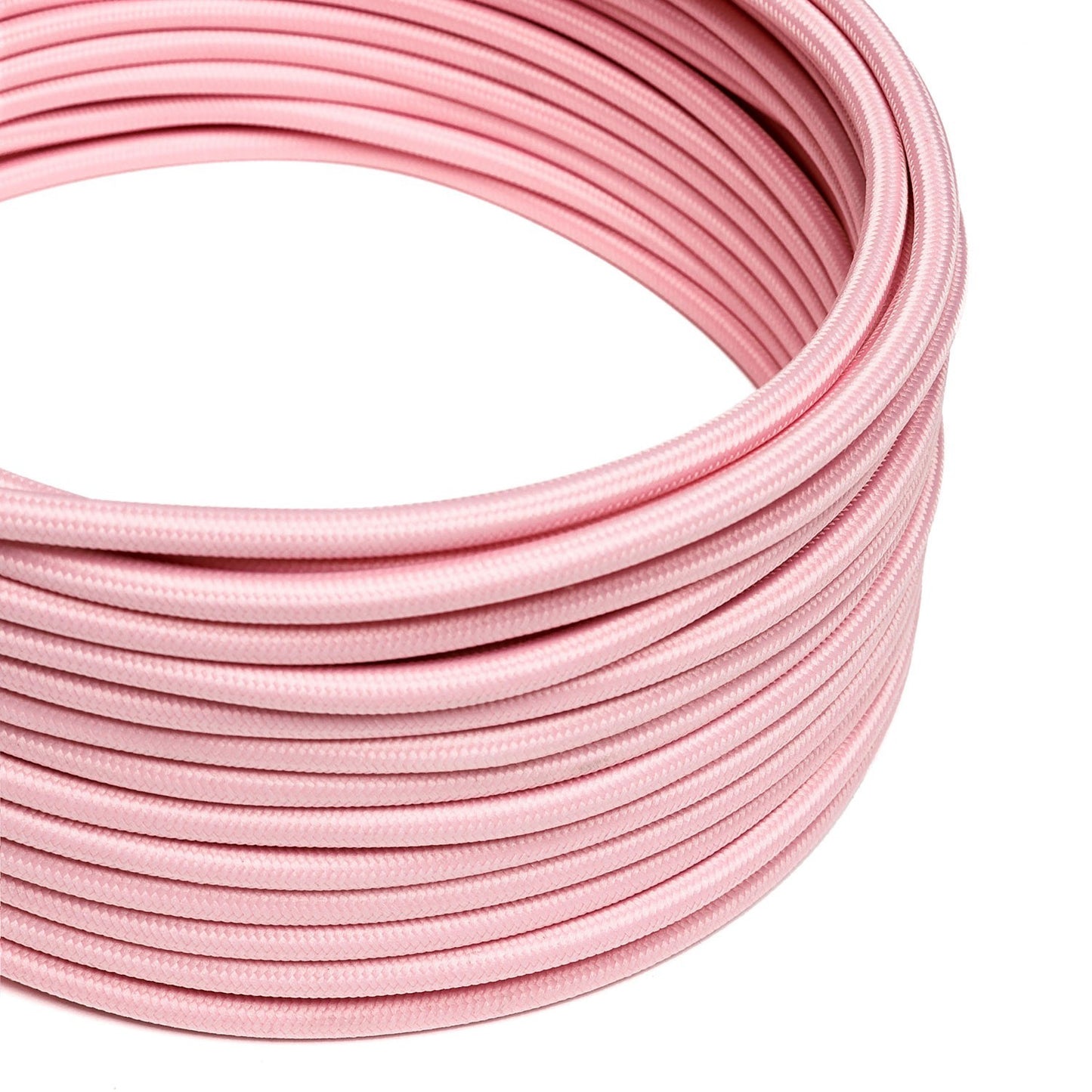 Câble textile, tissu à effet soie rose brillant