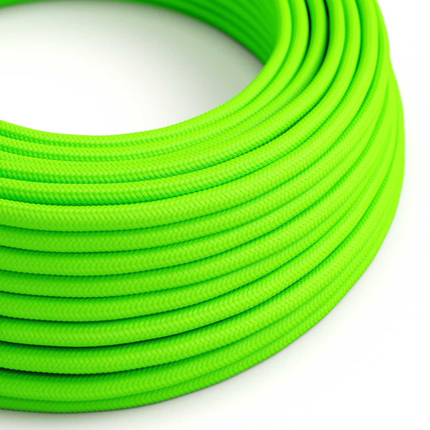 Câble textile, vert fluo brillant