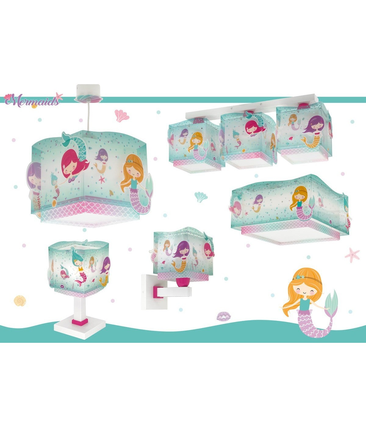 Kinderzimmer Deckenleuchte Mermaids – Meerjungfrauen