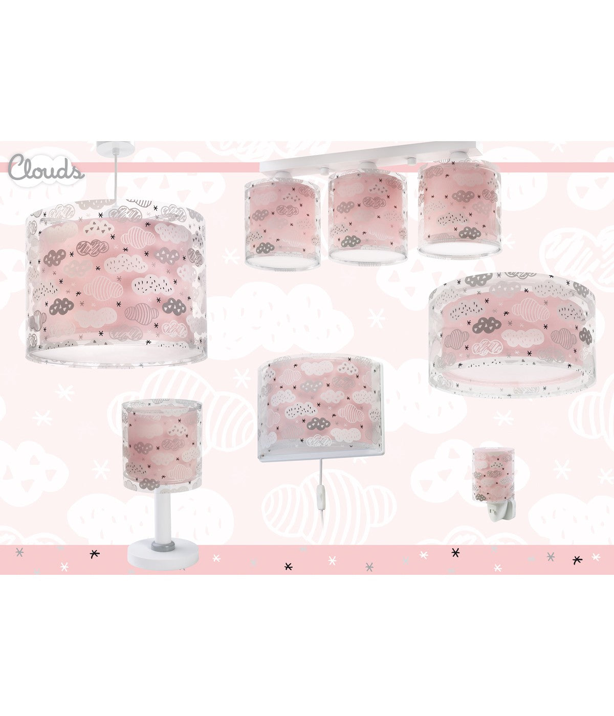 Kinder-Nachttischleuchte Clouds – Wolke Rosa