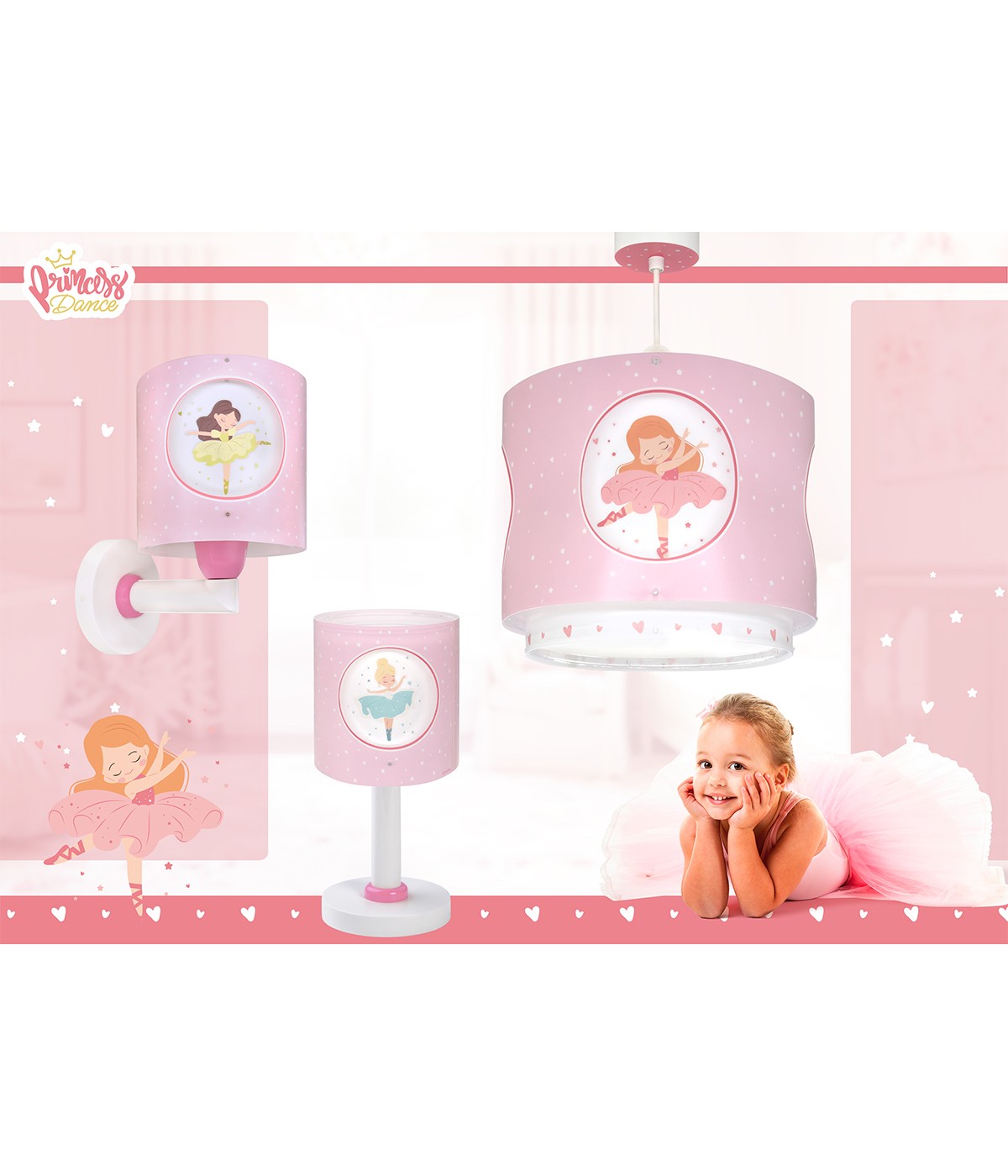 Kinder-Wandleuchte Princess Dance – Ballerinas