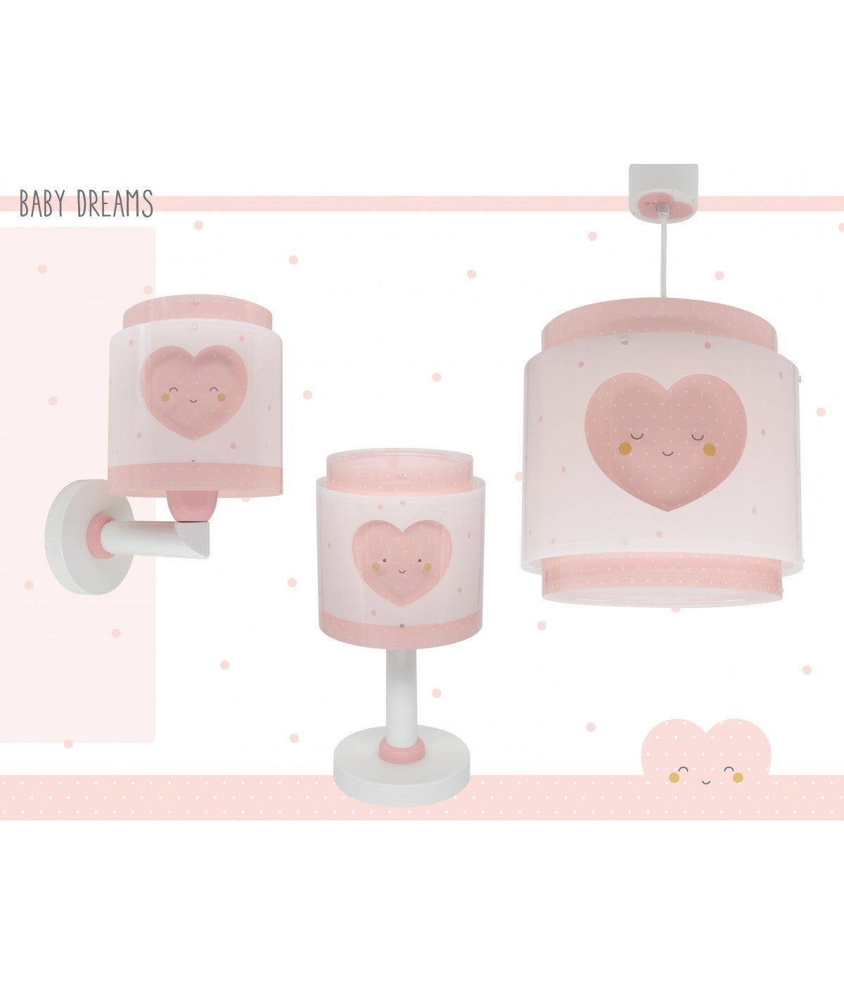 Wandleuchte Baby Dreams – Herzen Rosa