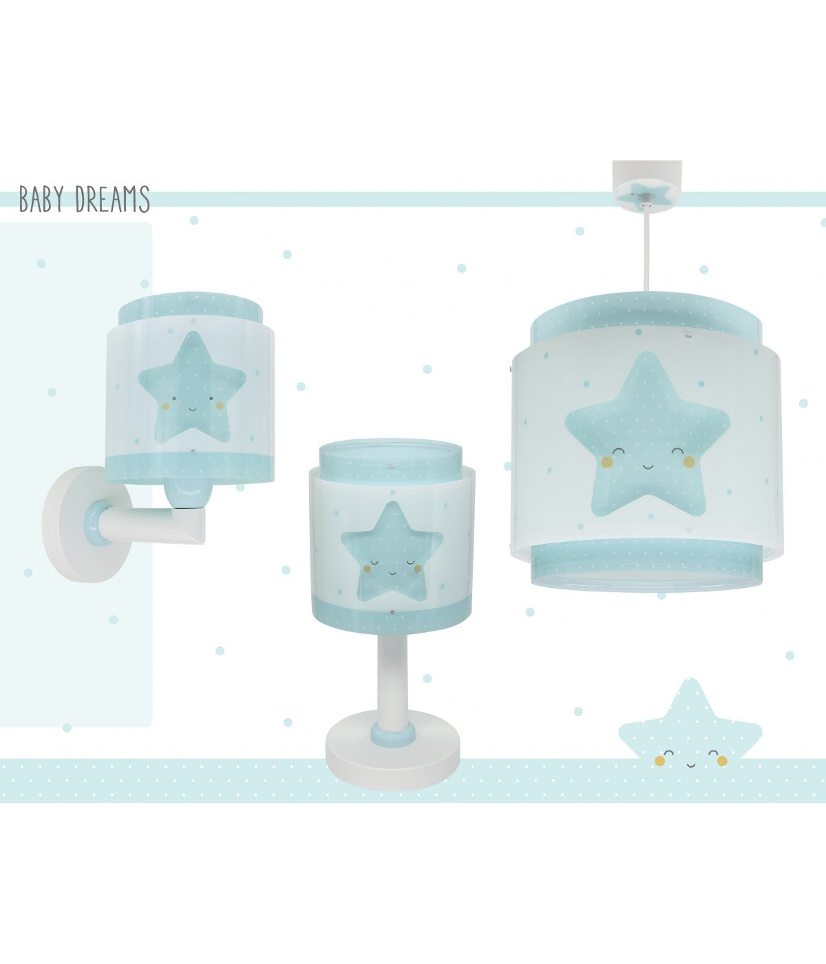 Wandleuchte Baby Dreams – Sterne Blau