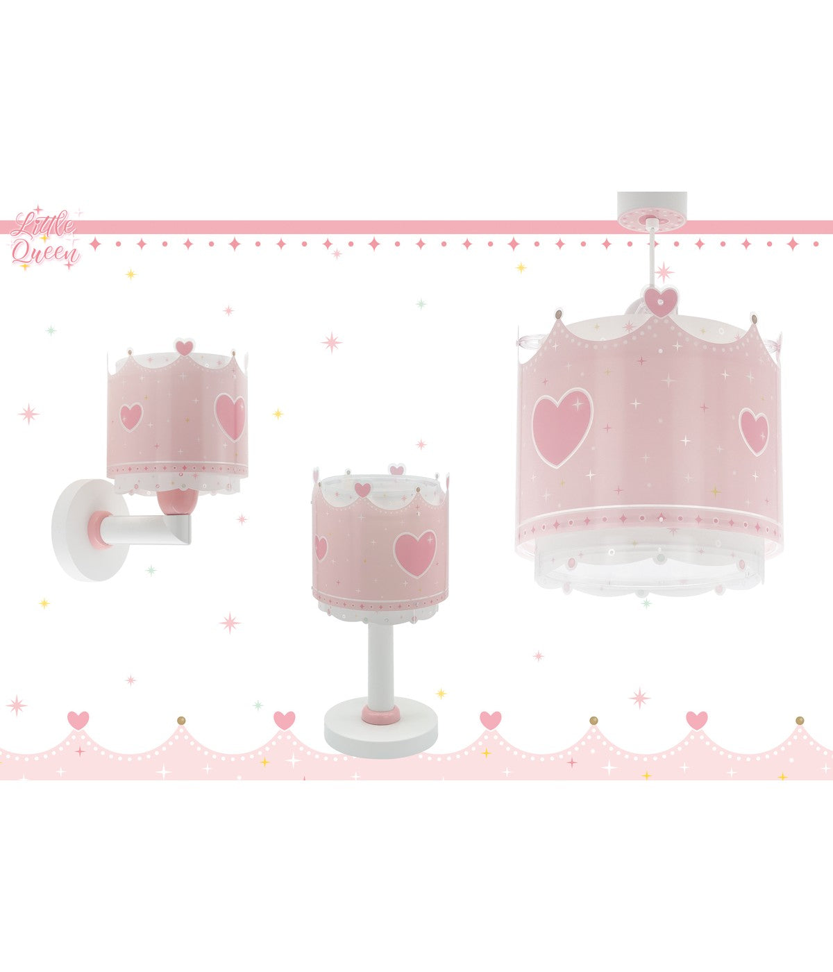 Kinder-Wandleuchte Little Queen – Krone & Herzen