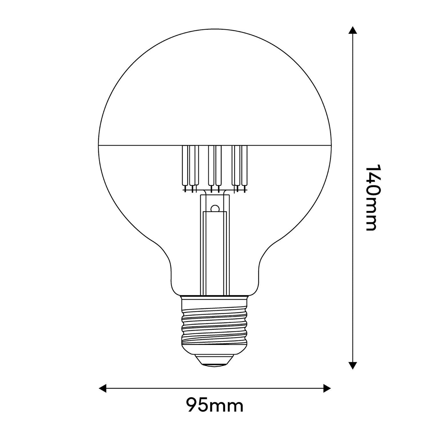 LED-Glühbirne Kupfer Kopfspiegel Globe G95 7W 650Lm E27 2700K dimmbar