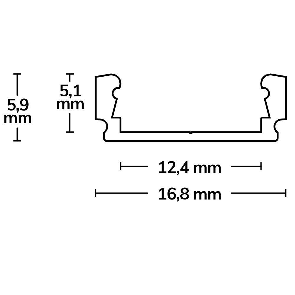 LED Aufbauprofil SURF12 FLAT Aluminium, 200cm