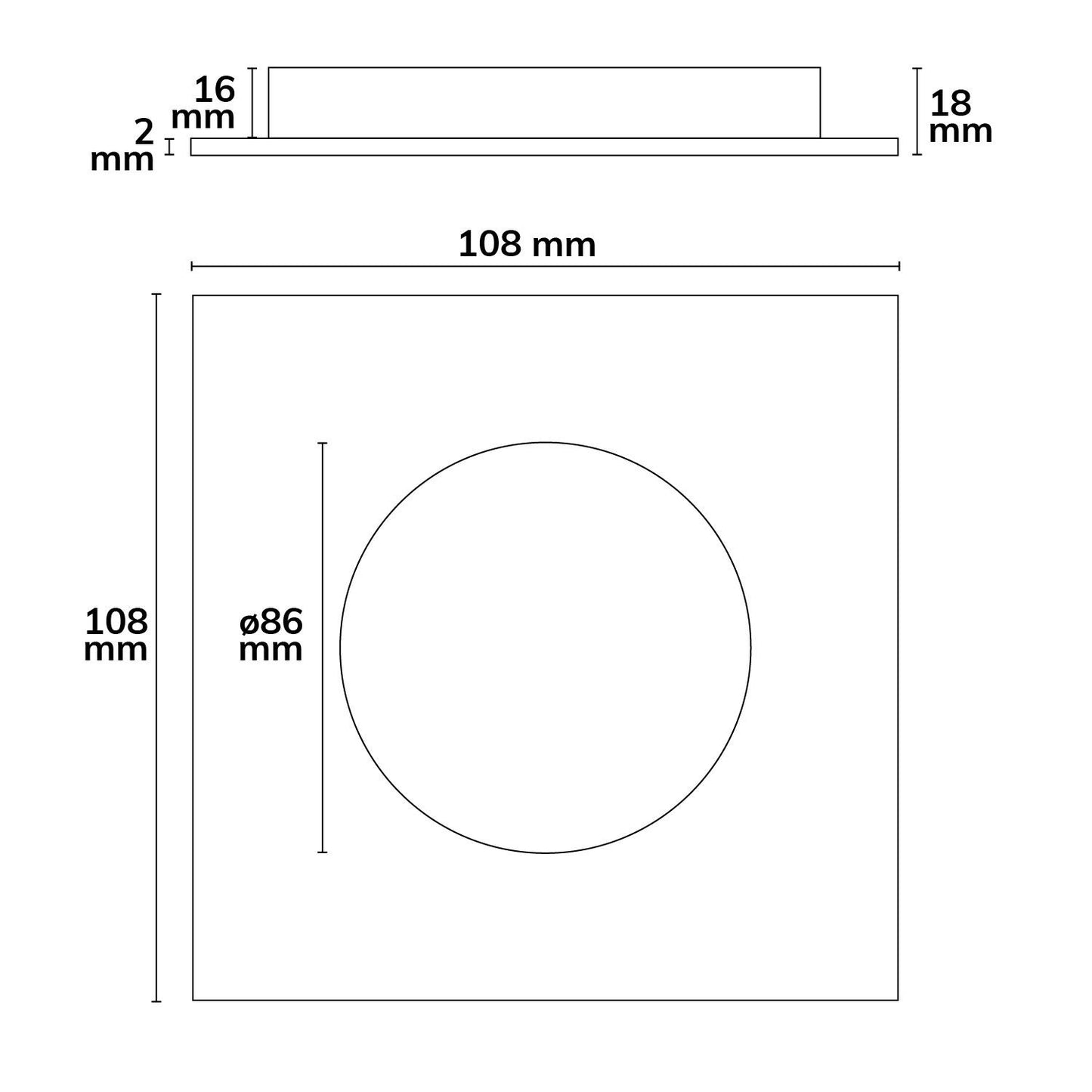 Cover Aluminium rückversetzt schwarz für Sys-90