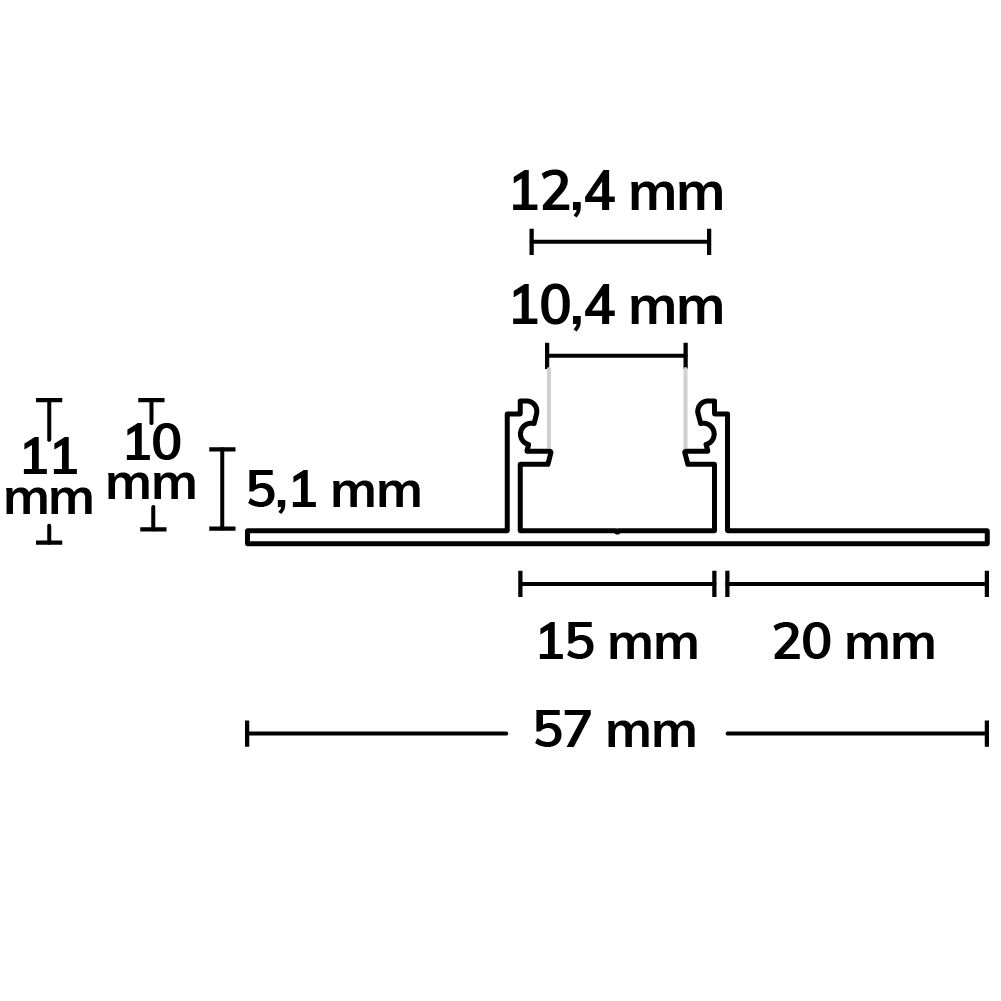 Profil en T pour carreaux LED, 200cm
