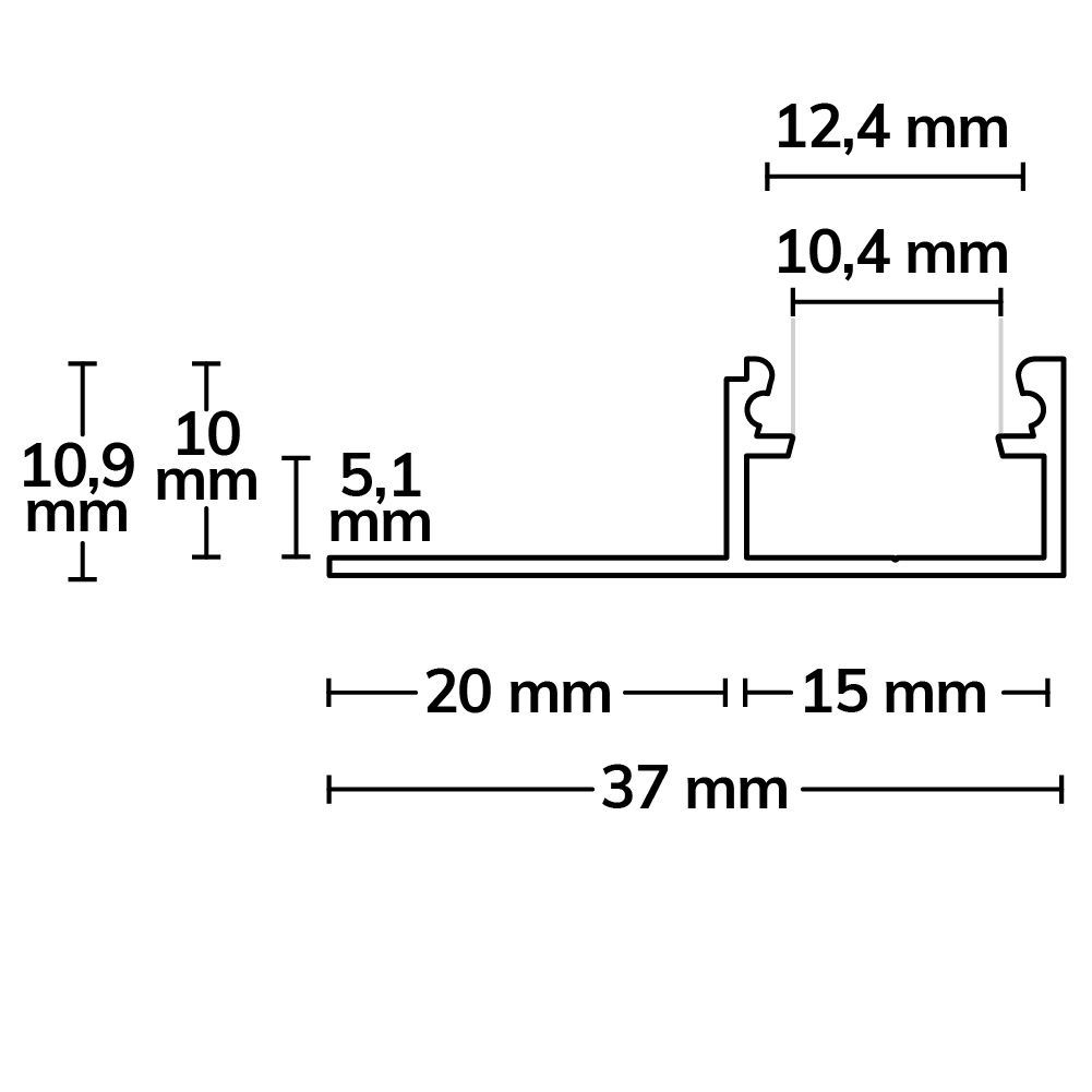 Profil de finition pour carrelage LED, 200cm