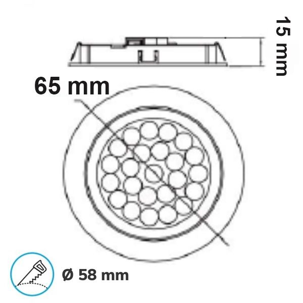 LED Möbeleinbaustrahler MiniAMP silber, 2W, 12V DC warmweiß 3000K, dimmbar