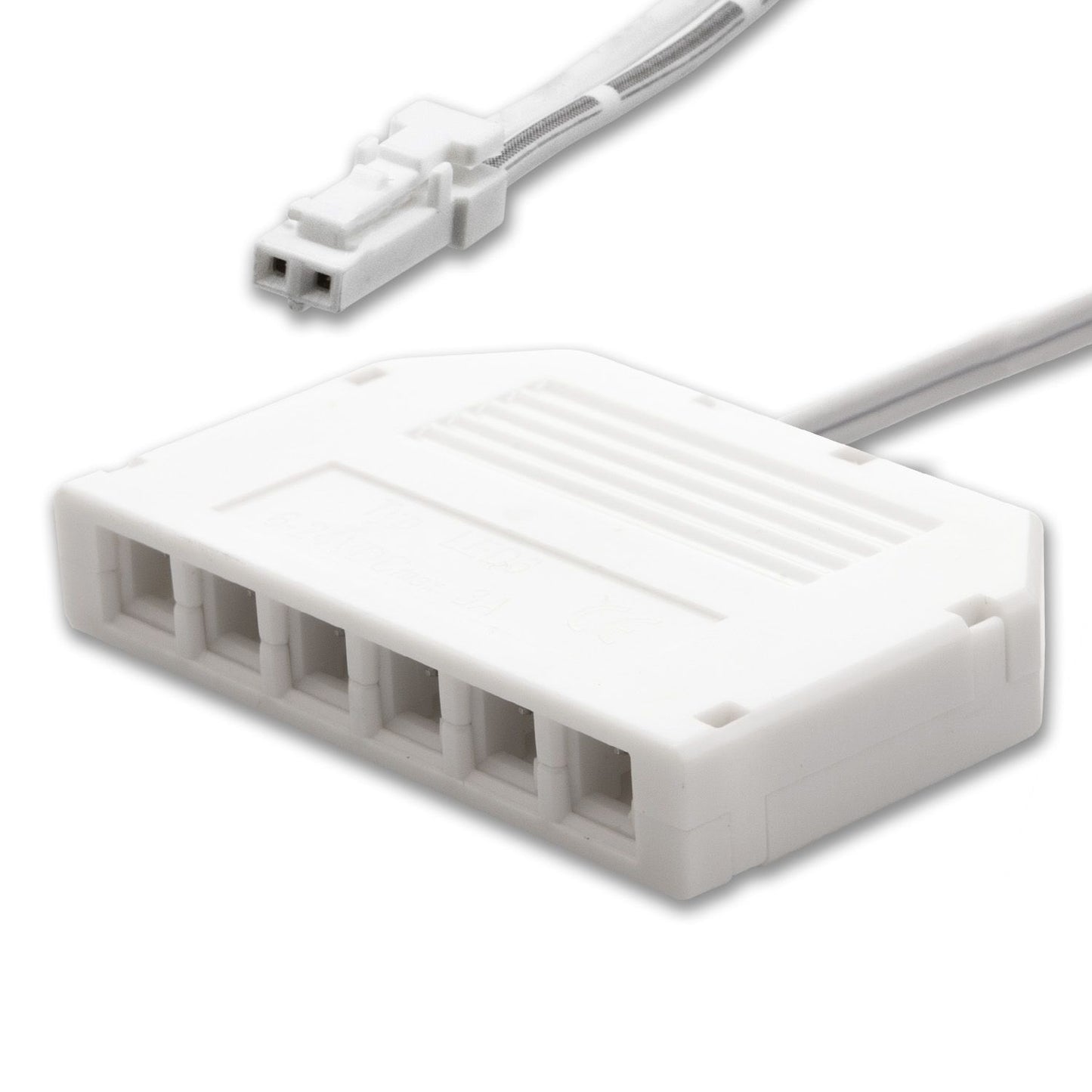 MiniAMP 6-fach Verteiler (1 male-Stecker an 6 female-Buchsen), 30cm, 2-polig, weiß, max. 3,5A