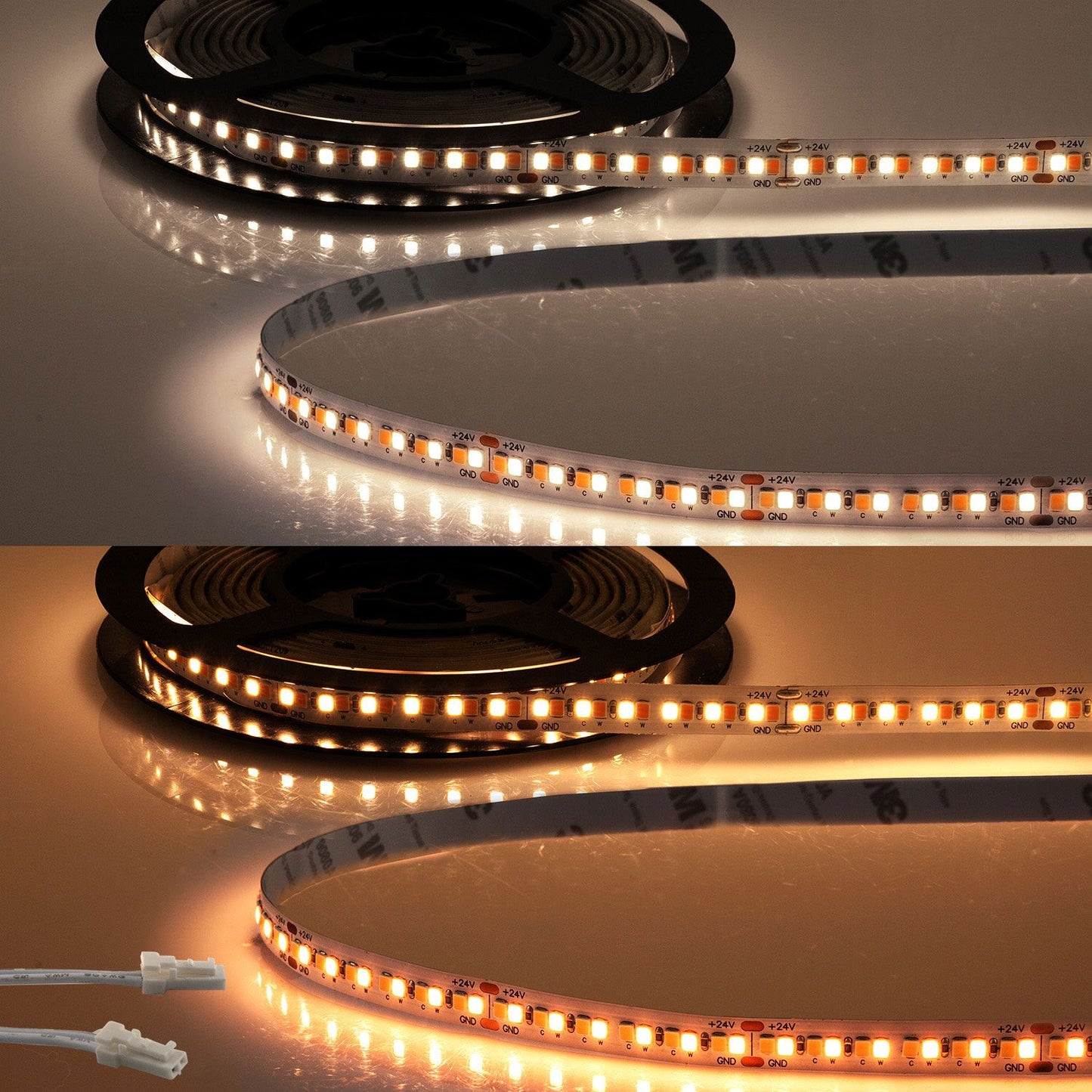 LED CRI919/940 MiniAMP CCT Flexband, 24V DC, 15W, IP20, 120cm, 2 polig, Kabel mit Stecker, 240 LED/m