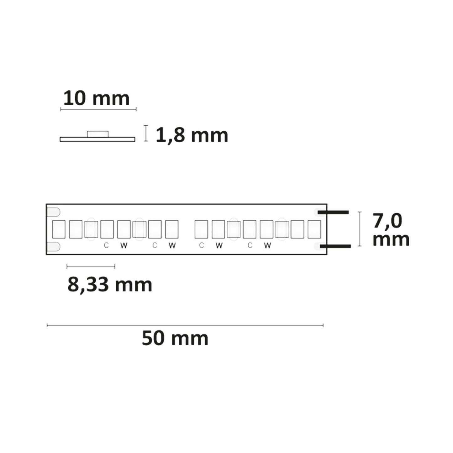 LED CRI919/940 MiniAMP CCT Flexband, 24V DC, 15W, IP20, 120cm, 2 polig, Kabel mit Stecker, 240 LED/m