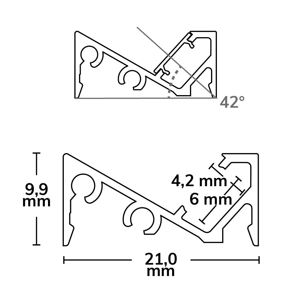 LED Aufbauprofil FURNIT6 S Aluminium ,eloxiert, 200cm