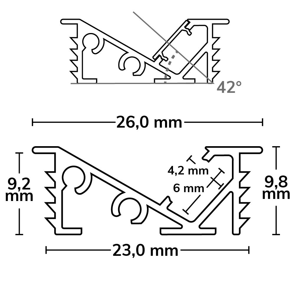 LED Einbauprofil FURNIT6 D Aluminium, 200cm