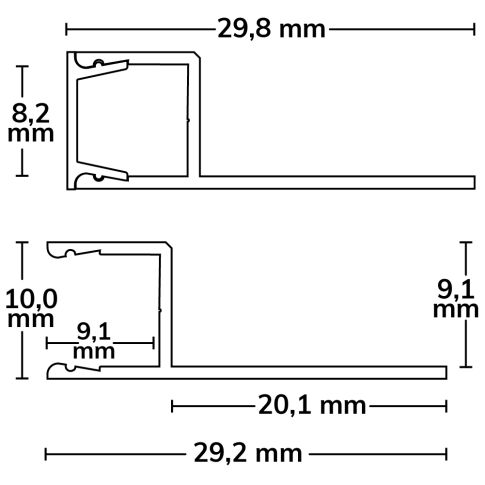 Profil de carrelage LED UP8, 200cm