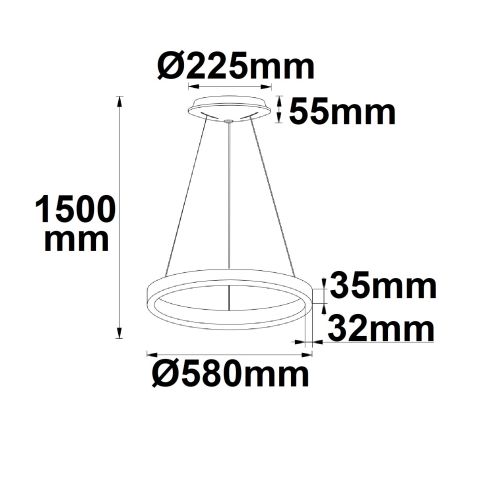 LED Hängeleuchte Circle 580 schwarz/weiß | 48W | dimmbar | ColorSwitch
