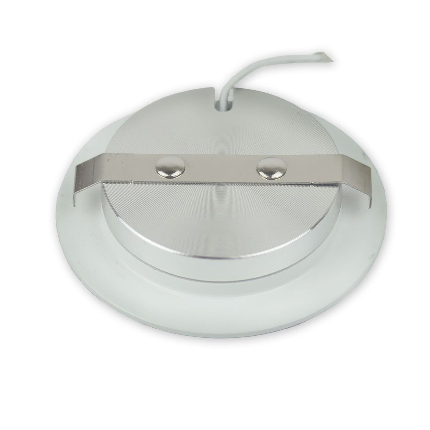 Spot encastrable LED pour meuble Mini AMP ALU brossé, rond, 3W, 120°, 24V DC blanc chaud 3000K, dimmable