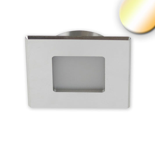 LED Möbeleinbaustrahler MiniAMP ALU gebürstet, eckig, 3W, 120°, 24V DC warmweiß 3000K, dimmbar