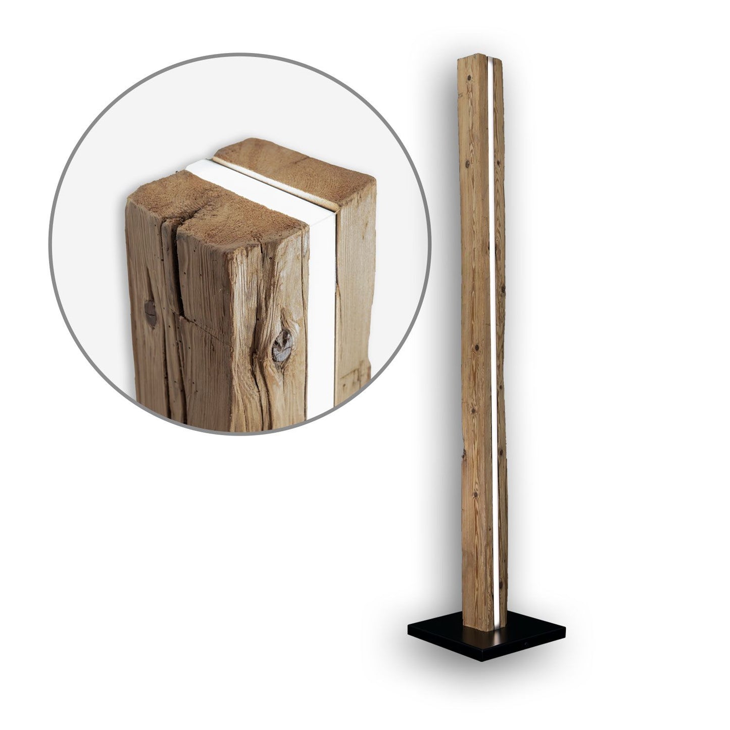 Altholz-Stehleuchte HOIZ – Unikat aus 1870