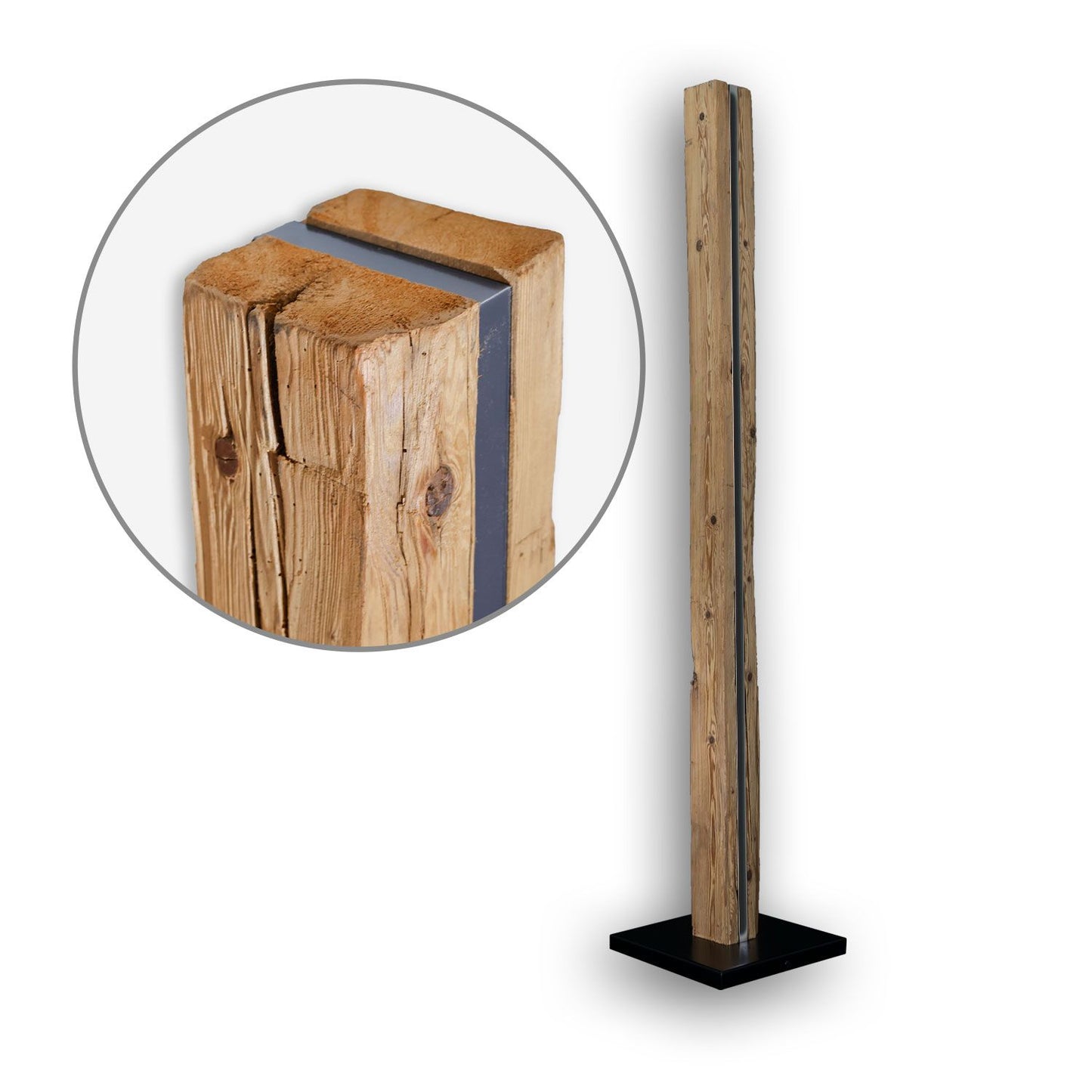 Altholz-Stehleuchte HOIZ – Unikat aus 1870
