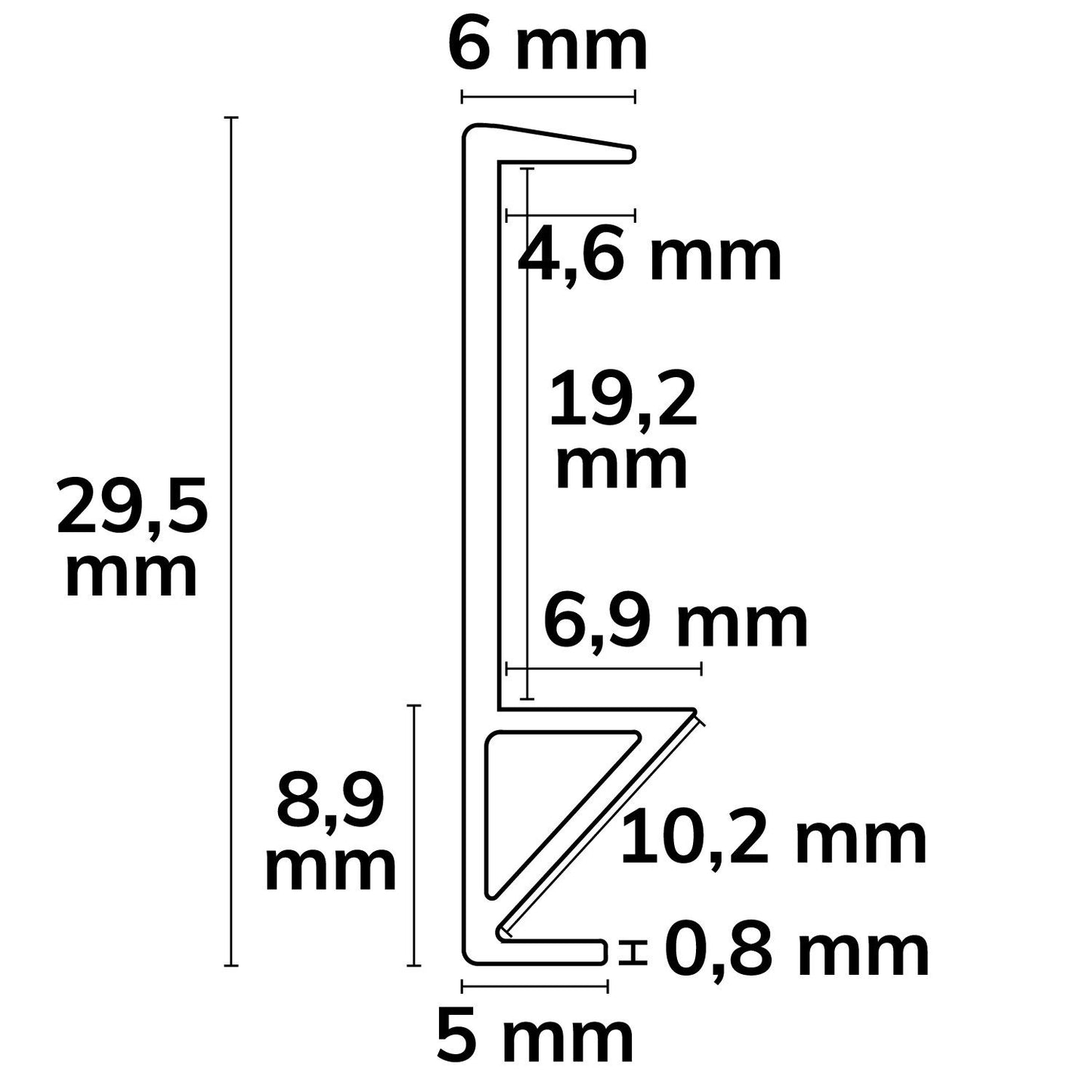 LED Regalkantenprofil FURNIT10 SHELF, 19mm, Aluminium, schwarz, RAL9005