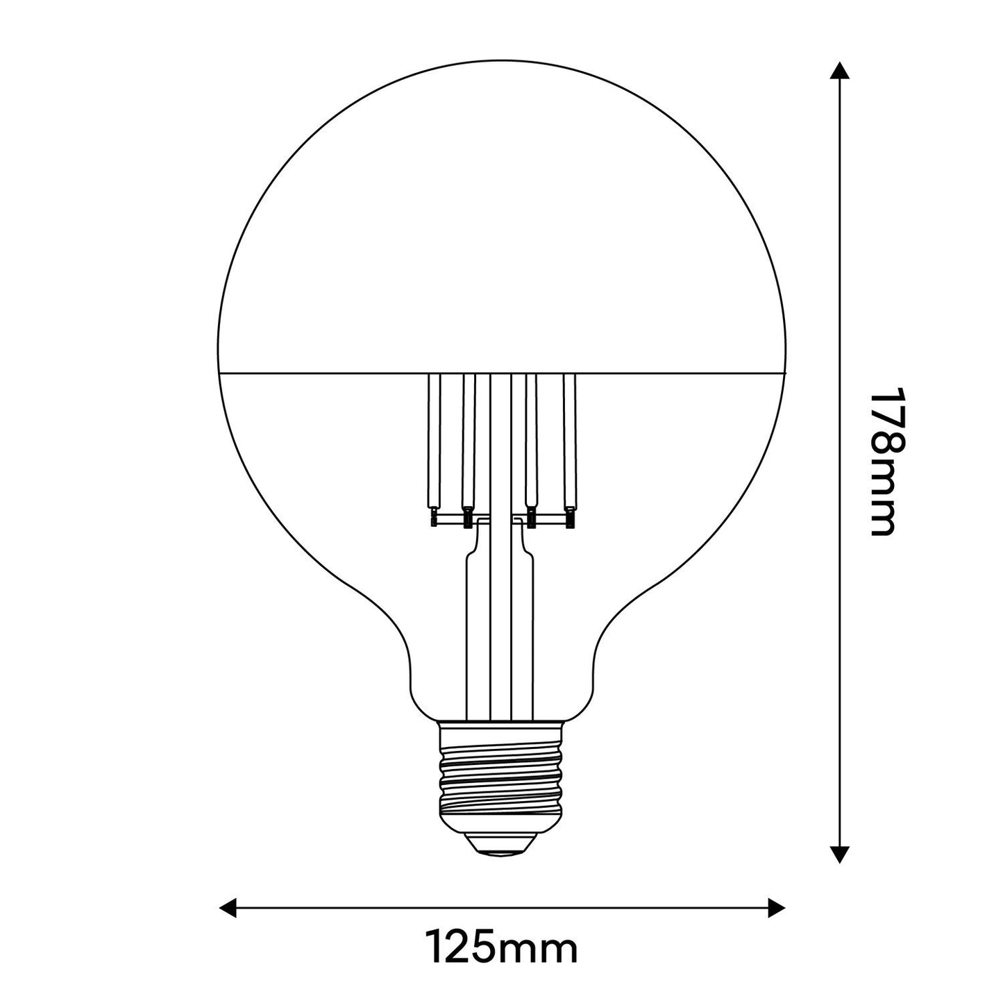 Ampoule LED à réflecteur supérieur en cuivre G125 7W 650lm E27 2700K dimmable