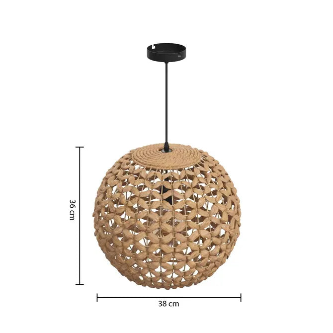 Sand- Runde Pendelleuchte aus Wasserhyazinthe