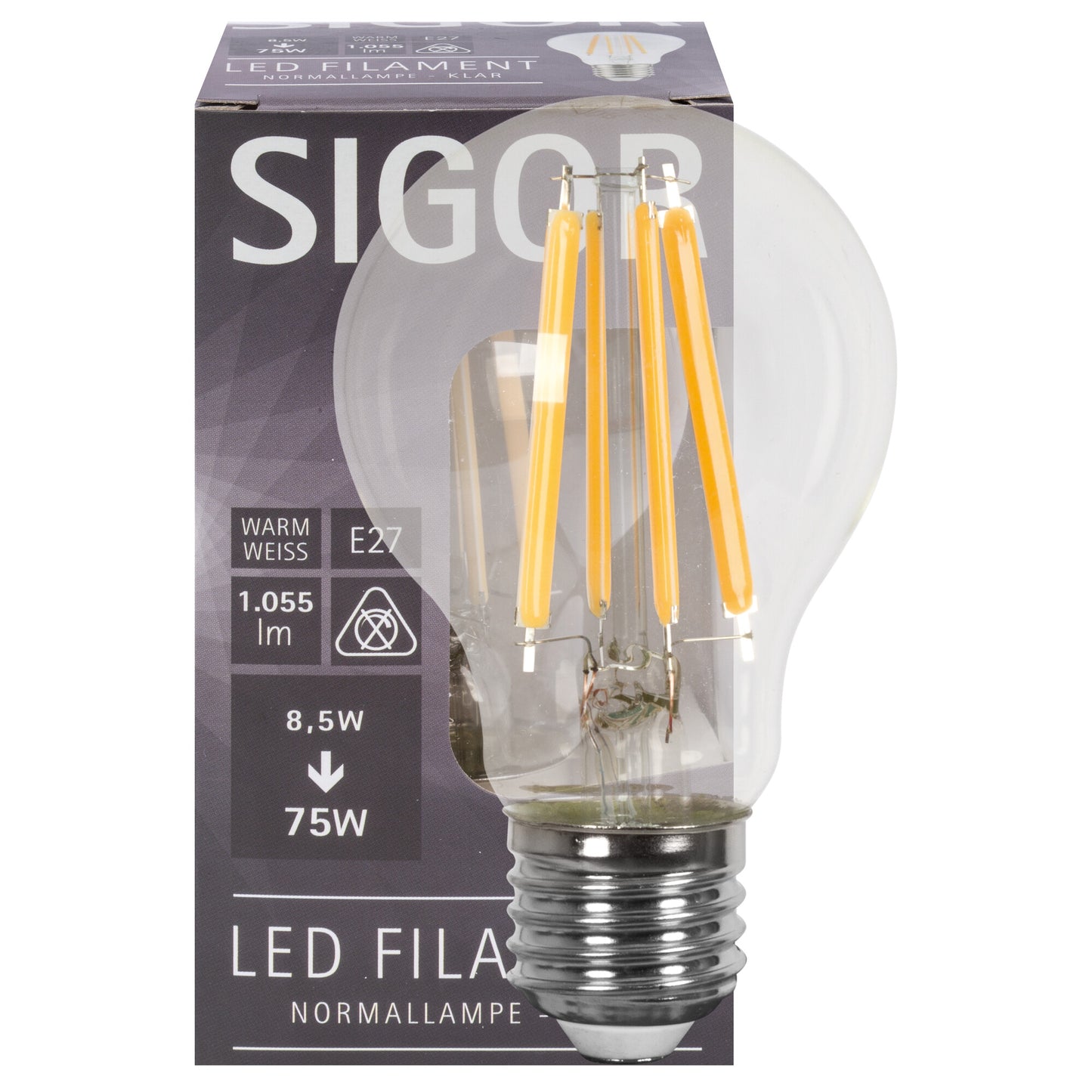 LED-Filament-Lampe, AGL-Form, klar, E27, 2700K