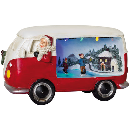 Weihnachtsbus | MERRYVILLE | Weihnachtsmann als Fahrer | 4 bunte LEDs
