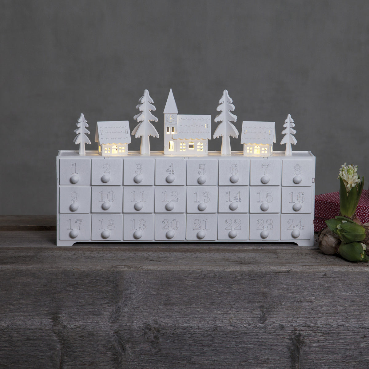 Advent calendar | YULETIDE | white wood | 24 drawers