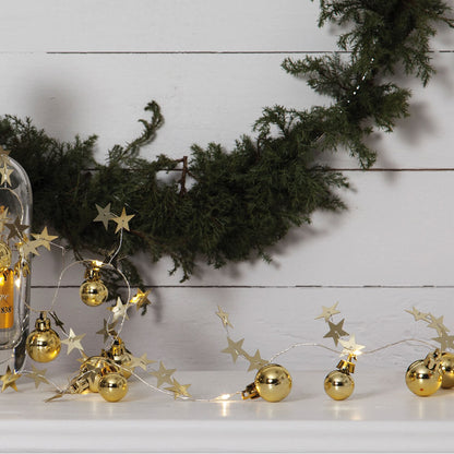 LED-Lichterkette XMAS | Warmweiß | Kugeln und Sterne
