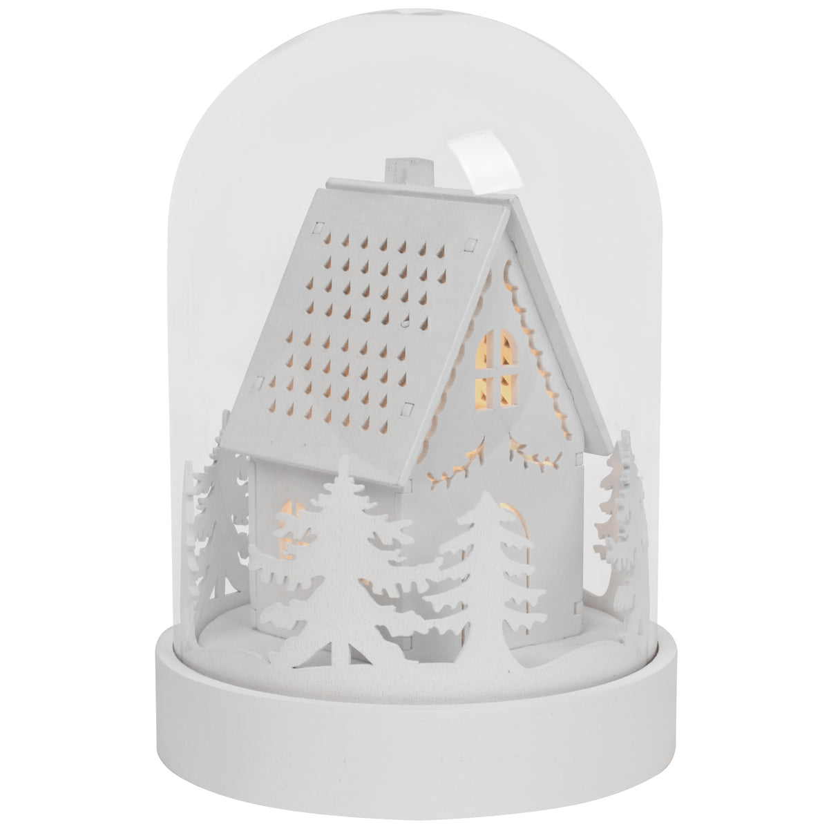 LED-Glocke | KUPOL | Holz weiß & Glas | warmweiße LEDs | H 170 × Ø 120 mm