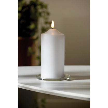 Bougie pilier en cire véritable | blanc | 1 LED blanc chaud vacillante