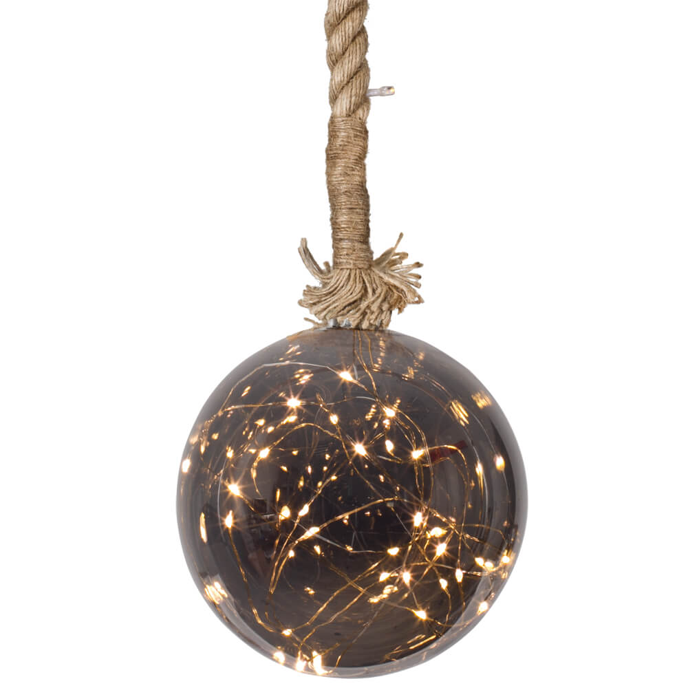 Glass globe | 29 warm white LEDs | with ship's rope