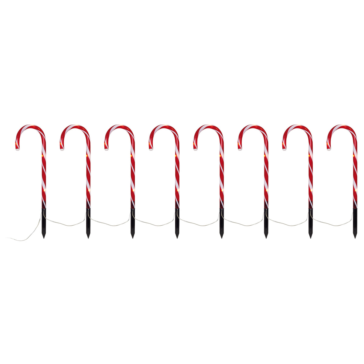 LED-Zuckerstangen | 8er-Set | Warmweiß | Weiß/Rot