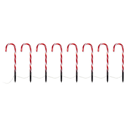 LED-Zuckerstangen | 8er-Set | Warmweiß | Weiß/Rot