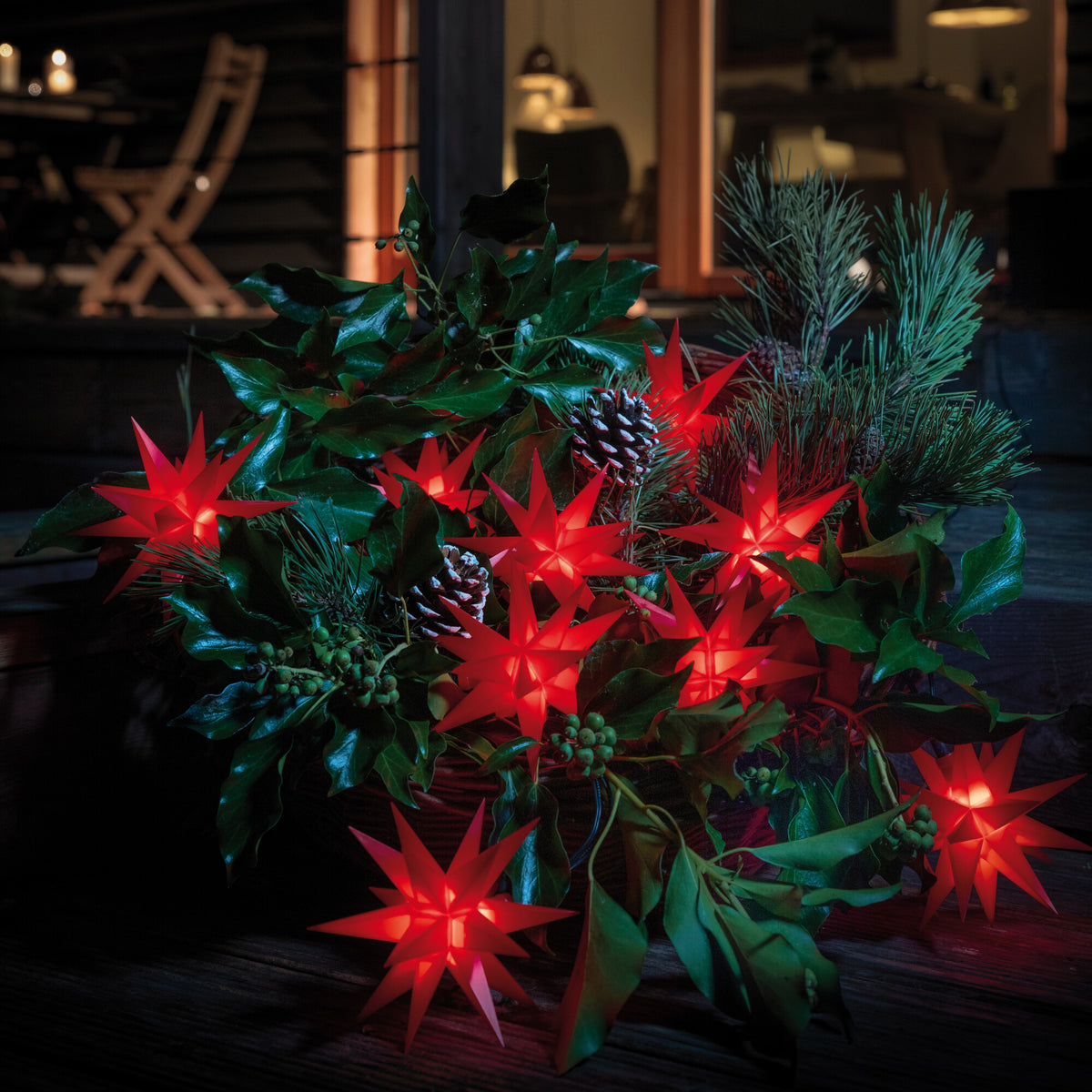LED-Sternenlichterkette | 9 Sterne | Warmweiß | Ø 80 mm