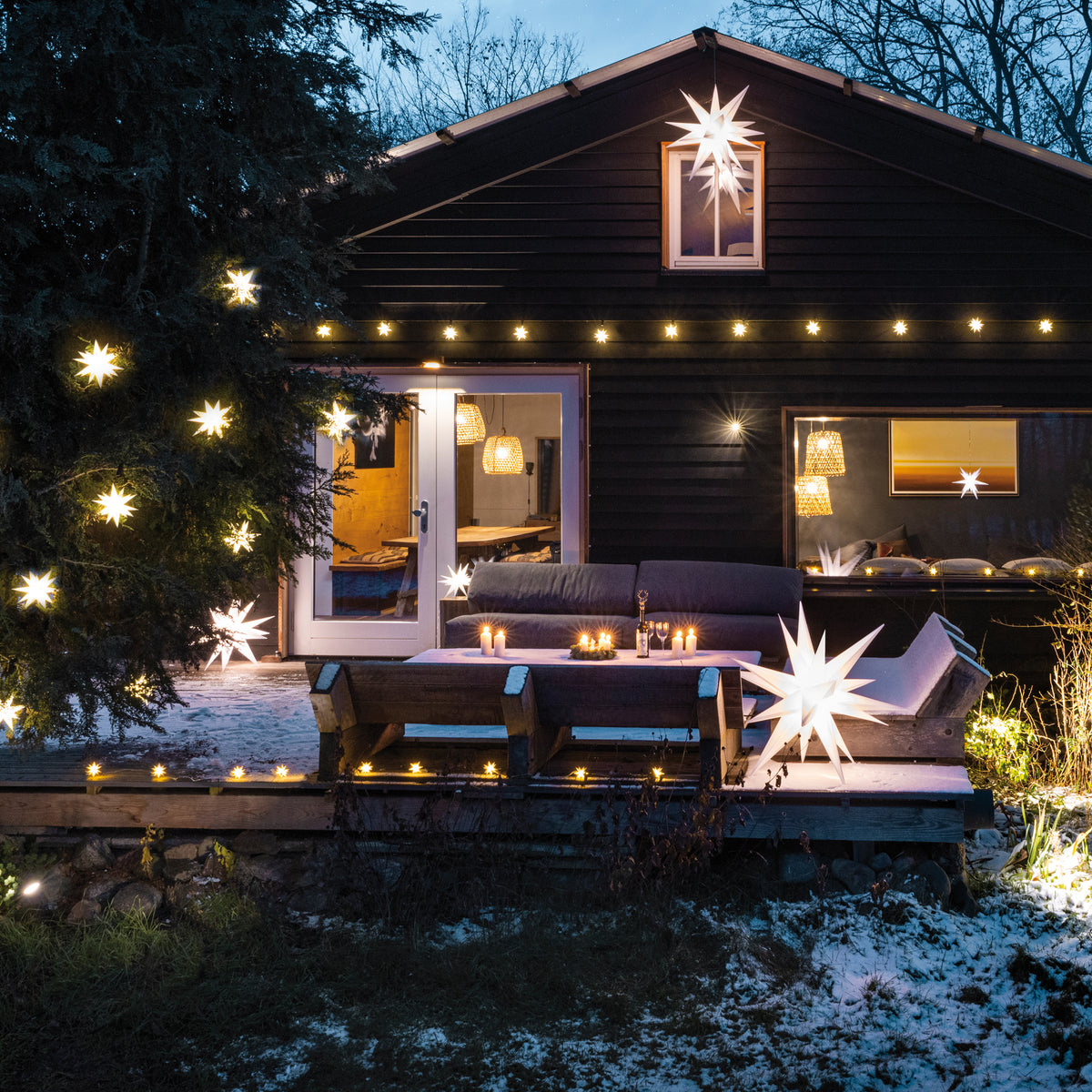 LED-Sternenlichterkette | 9 Sterne | Warmweiß | Ø 80 mm